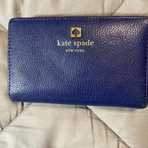 Kate Spade Navy Blue Pebble Leather Wallet